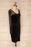 Gostynin Black Velvet Dress with Lace Sleeves side view | La Petite Garçonne
