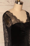 Gostynin Black Velvet Dress with Lace Sleeves side close up | La Petite Garçonne