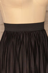 Gouves Black Pleated Midi Skirt | La petite garçonne side close-up