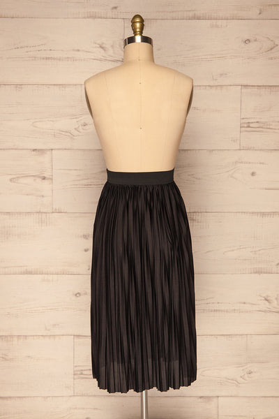 Gouves Black Pleated Midi Skirt | La petite garçonne back view