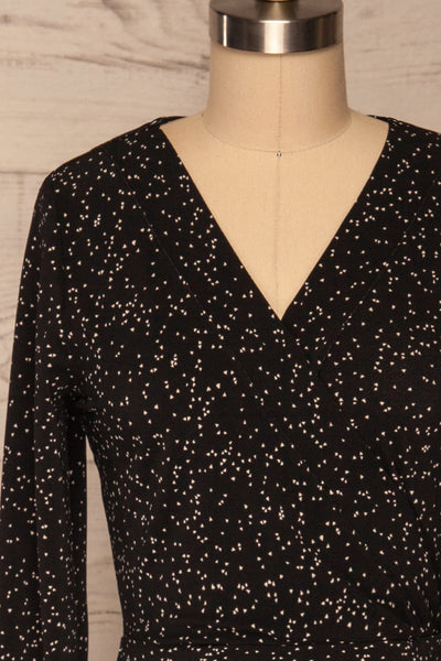 Gozde Black A-Line Short Dress front close up | La petite garçonne