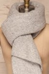 Gozdnica Grey Fuzzy Knitted Scarf knot close up | La Petite Garçonne