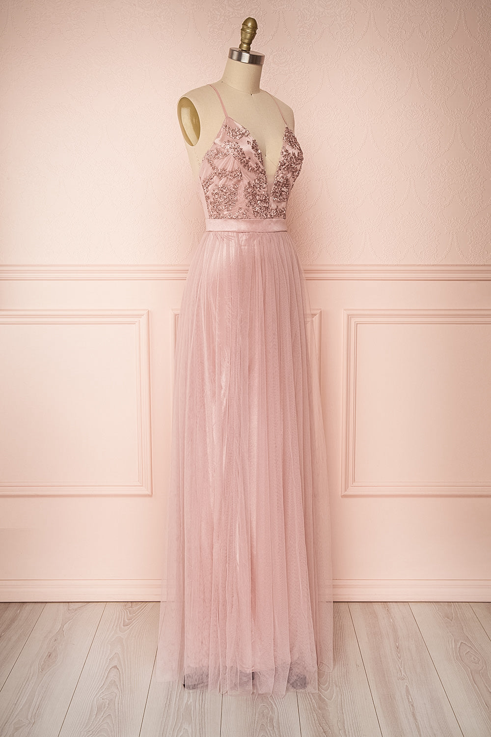 Grania Blush Pink Tulle Maxi Dress | Boutique 1861 3
