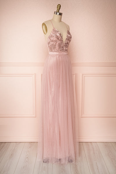 Grania Blush Pink Tulle Maxi Dress | Boutique 1861 3