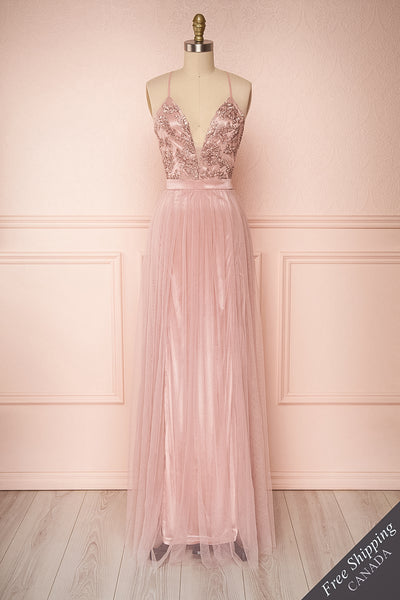 Grania Blush Pink Tulle Maxi Dress | Boutique 1861 1