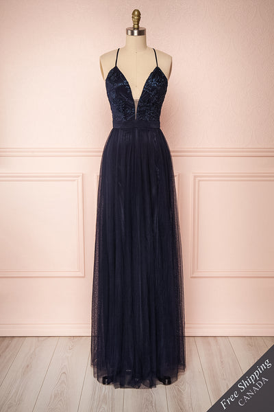 Grania Navy Blue Tulle Maxi Dress | Boutique 1861 1