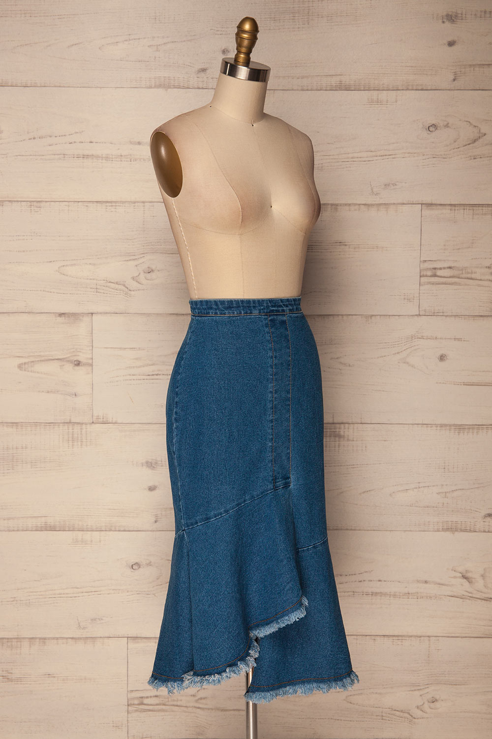 Grazen Blue Jeans Asymmetrical Midi Skirt | La Petite Garçonne