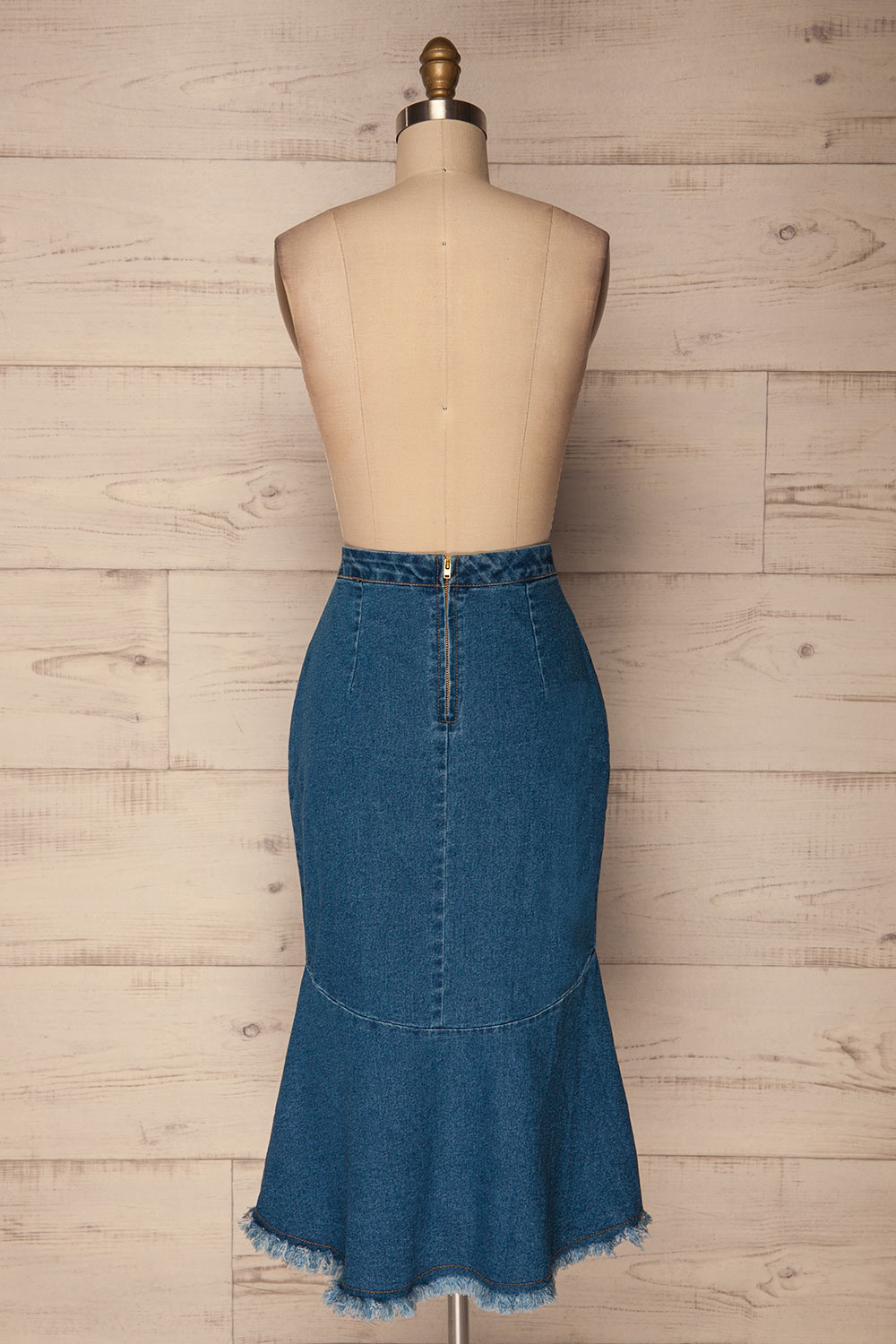 Grazen Blue Jeans Asymmetrical Midi Skirt | La Petite Garçonne