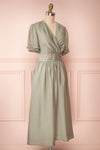 Gretta Sage Short Sleeve Midi A-Line Dress | Boutique 1861 side view