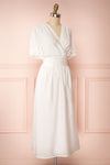 Gretta White Short Sleeve Midi A-Line Dress | Boutique 1861 side view