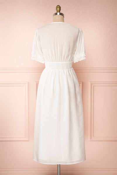 Gretta White Short Sleeve Midi A-Line Dress | Boutique 1861 back view