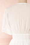 Gretta White Short Sleeve Midi A-Line Dress | Boutique 1861 back close-up