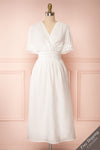 Gretta White Short Sleeve Midi A-Line Dress | Boutique 1861 front view