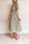 Gretta Sage Short Sleeve Midi A-Line Dress | Boutique 1861 model look
