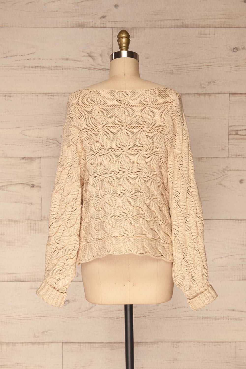 Grodzisk Beige Cropped Knitted Sweater | La petite garçonne back view 