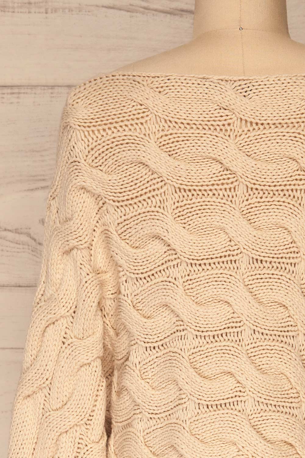 Grodzisk Beige Cropped Knitted Sweater | La petite garçonne back close-up