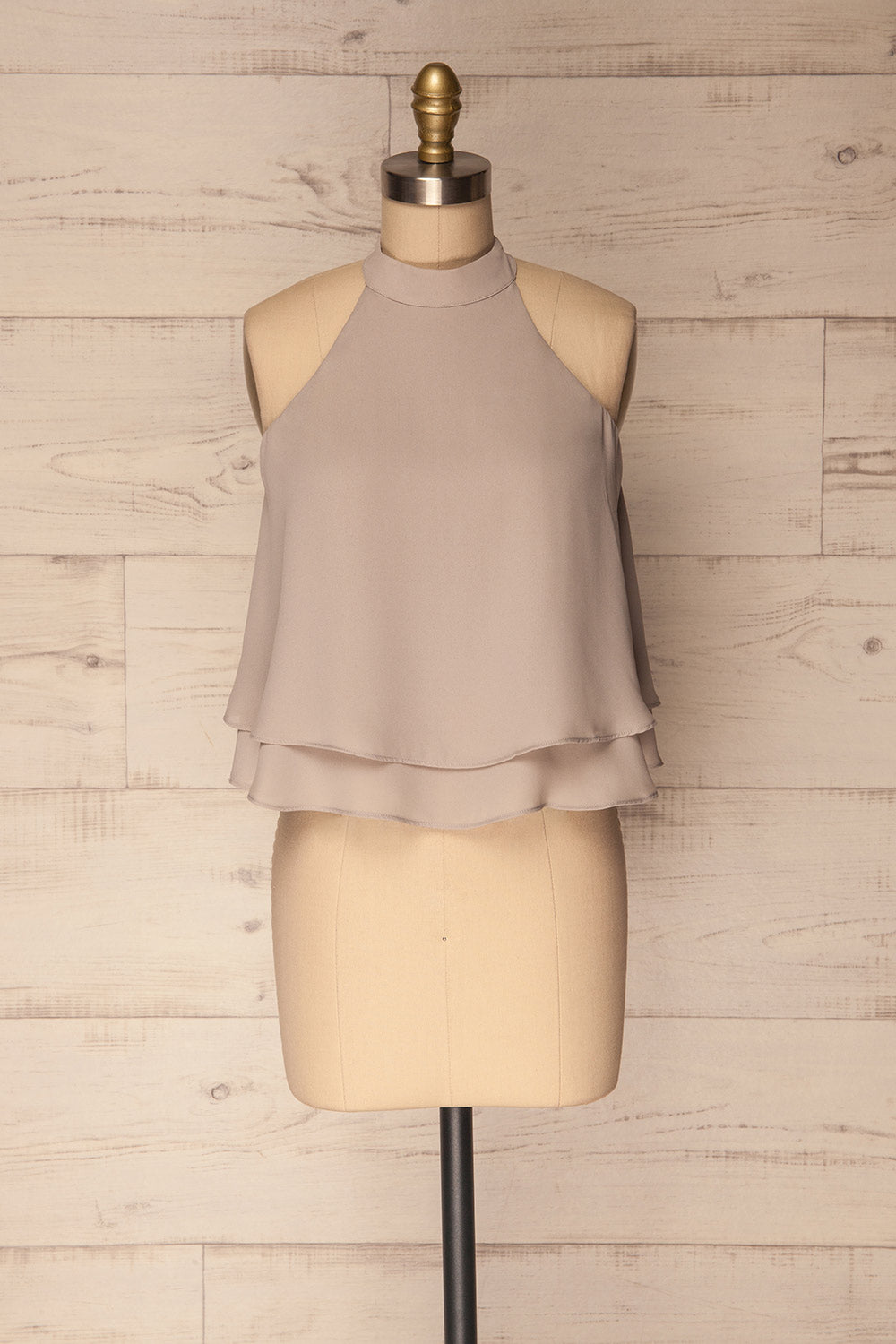 Gronigue Light Grey Chiffon Halter Camisole | La Petite Garçonne