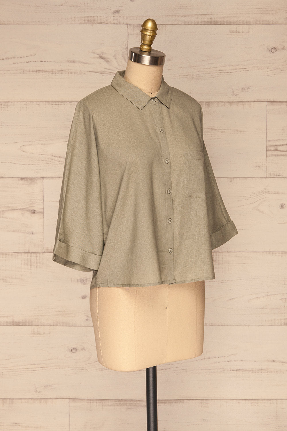 Grytviken Green Cropped Shirt | La petite garçonne side view