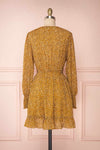 Guada Mustard Yellow Patterned Long Sleeved Dress | Boutique 1861 back view