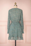 Guada Turquoise Teal Patterned Long Sleeved Dress | Boutique 1861 back view