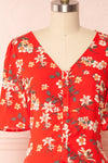 Guadalup Short Red Floral Dress | Boutique 1861 front close up