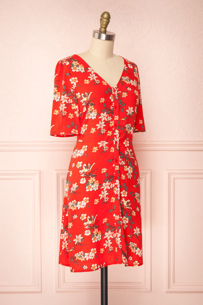Guadalup Short Red Floral Dress | Boutique 1861 side view