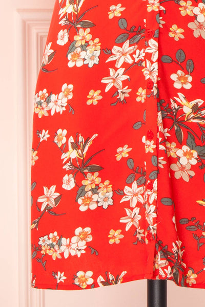Guadalup Short Red Floral Dress | Boutique 1861 bottom