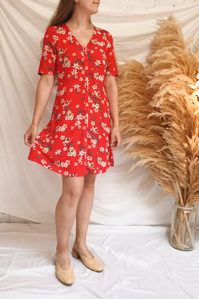 Guadalup Short Red Floral Dress | Boutique 1861 model look