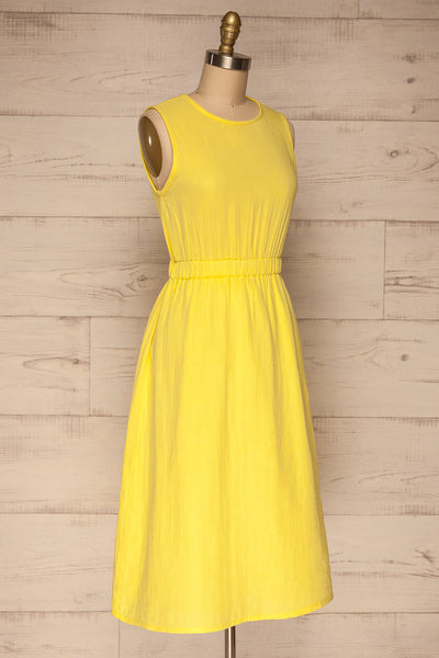 Guaranda Yellow Sleeveless Midi Dress | La petite garçonne  side view