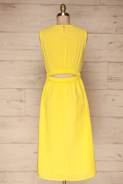 Guaranda Yellow Sleeveless Midi Dress | La petite garçonne  back view