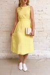 Guaranda Yellow Sleeveless Midi Dress | La petite garçonne model look