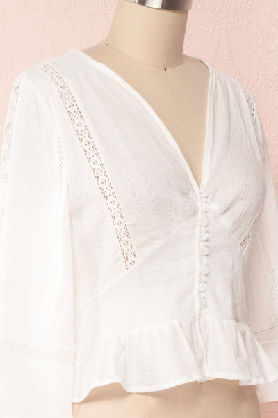 Gulcan Ivory Button-Up Crop Top with Lace | Boutique 1861 4