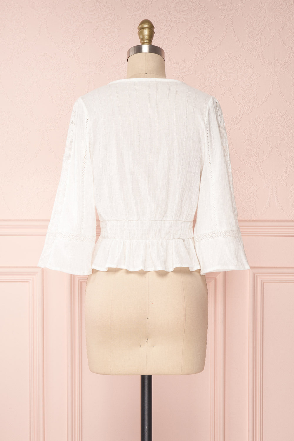 Gulcan Ivory Button-Up Crop Top with Lace | Boutique 1861 5