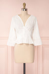 Gulcan Ivory Button-Up Crop Top with Lace | Boutique 1861