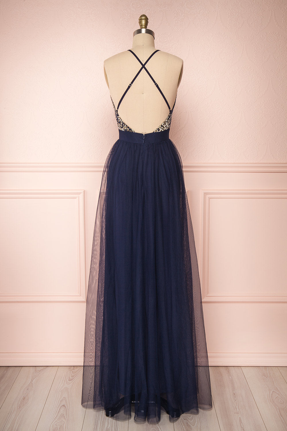 Gunvor Navy Blue Mesh Gown with Glitter | Boutique 1861 5