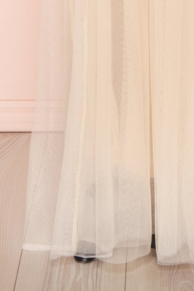 Gunvor Beige Mesh Gown with Glitter | Boutique 1861 bottom close-up