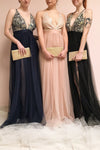Gunvor Blush Pink Mesh Maxi Dress w/ Glitter | Boutique 1861 on model