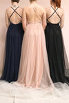 Gunvor Blush Pink Mesh Maxi Dress w/ Glitter | Boutique 1861 model back
