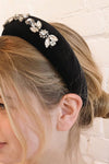 Gyorgyike Black Padded Velvet Headband | Boutique 1861 on model