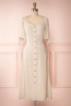 Hadeon Beige Midi A-Line Dress | Robe en Lin front view | Boutique 1861