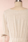 Hadeon Beige Midi A-Line Dress | Robe en Lin back close up | Boutique 1861