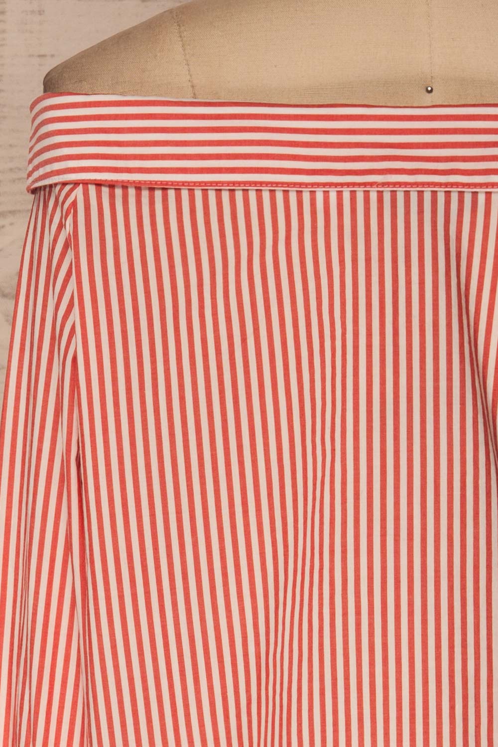 Haget Red & White Striped Boat Neckline Shirt | La Petite Garçonne