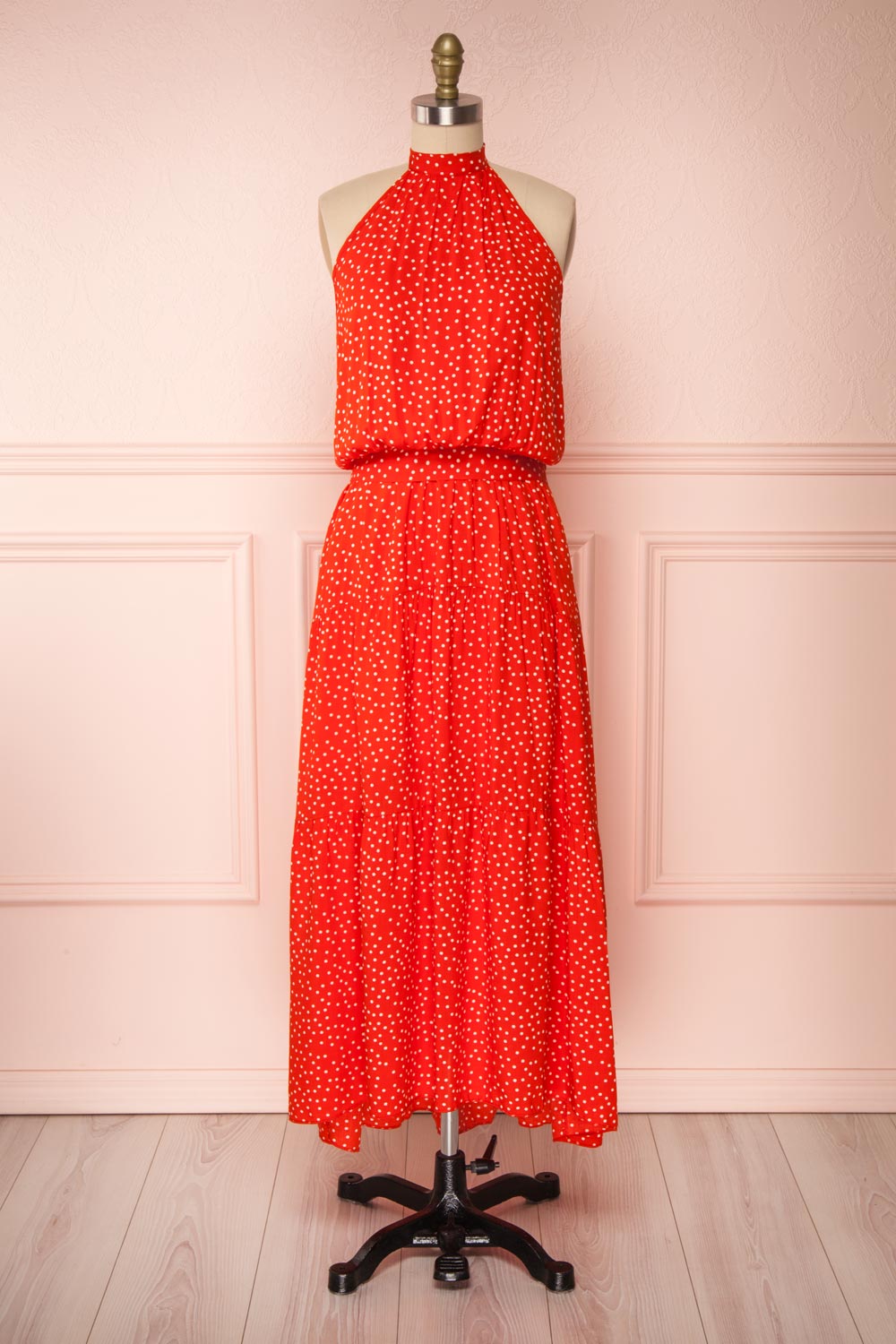 Hagoromo Red & White Polka Dots Maxi Dress | La petite garçonne front view
