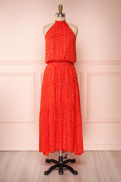 Hagoromo Red & White Polka Dots Maxi Dress | La petite garçonne front view