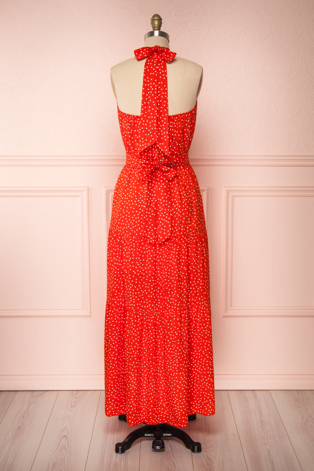 Hagoromo Red & White Polka Dots Maxi Dress | La petite garçonne back view