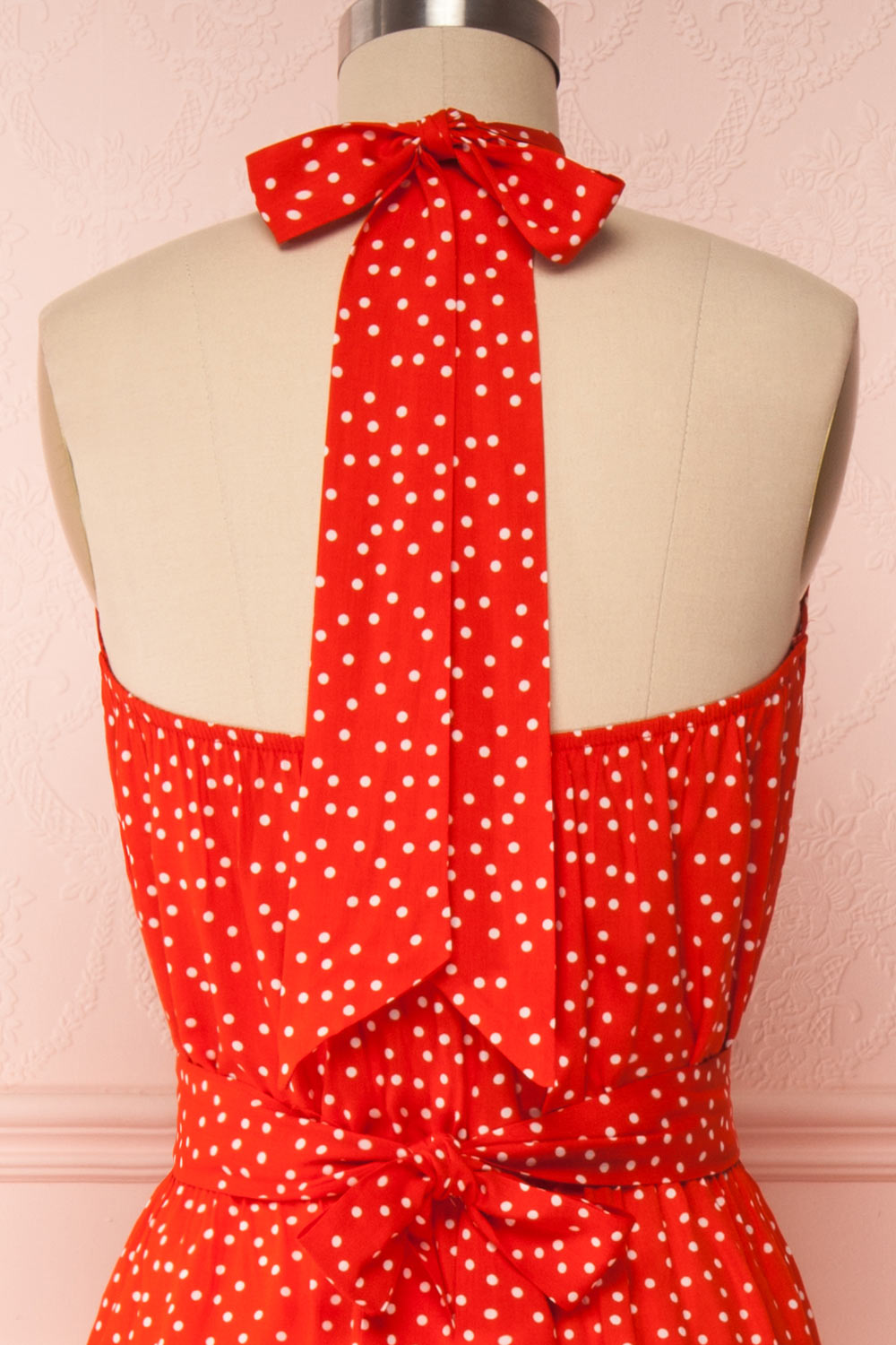 Hagoromo Red & White Polka Dots Maxi Dress | La petite garçonne back close up