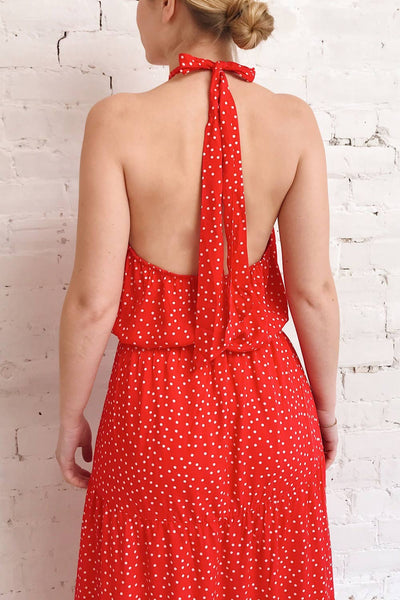 Hagoromo Red & White Polka Dots Maxi Dress | La petite garçonne on model