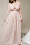 Haley Petal Blush Chiffon Gown | Boutique 1861 on model