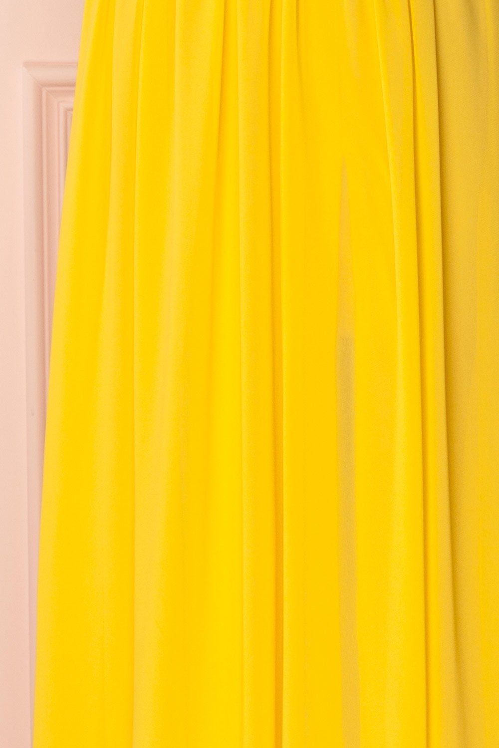 Haley Yellow | Deep V-Neck Chiffon Maxi Dress