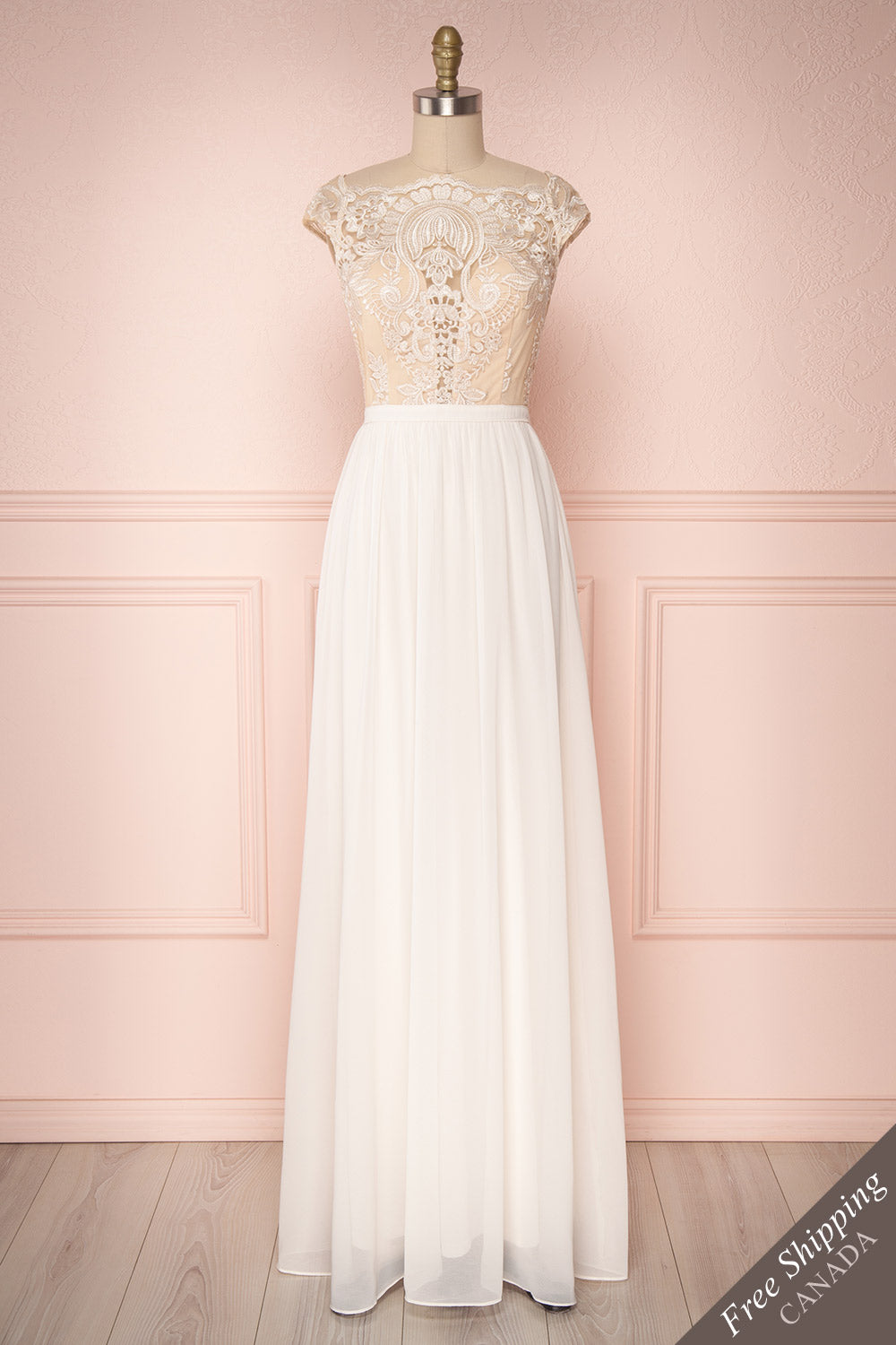 Halide Ivory Chiffon Embroidered A-Line Bridal Dress | Boudoir 1861